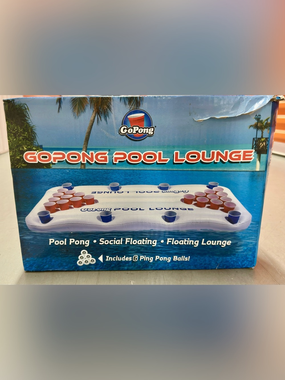 GoPong Pool Lounge Inflatable 6ft Floating Beer Pong Table